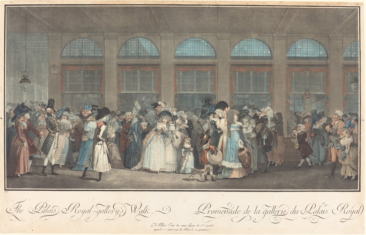 Palais Royal - Spacer po Galerii / Promenade de la Galerie du Palais Royal autorstwa Philibert Louis Debucourt after Claude Louis Desrais