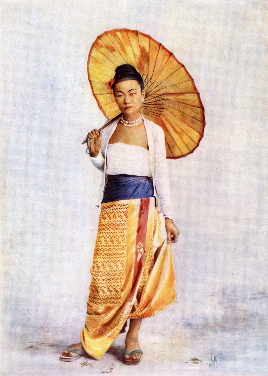 Birmańska dama, ok. 1900 (kolor lito według odbitki białkowej) autorstwa Philip Adolphe Klier