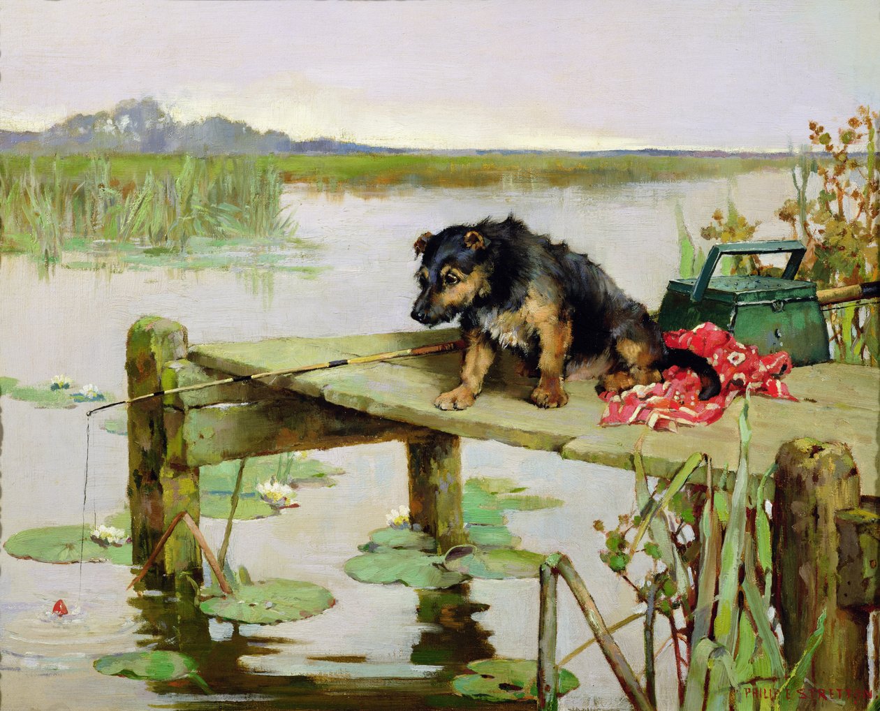 Terier - Wędkarstwo, ok.1890 autorstwa Philip Eustace Stretton