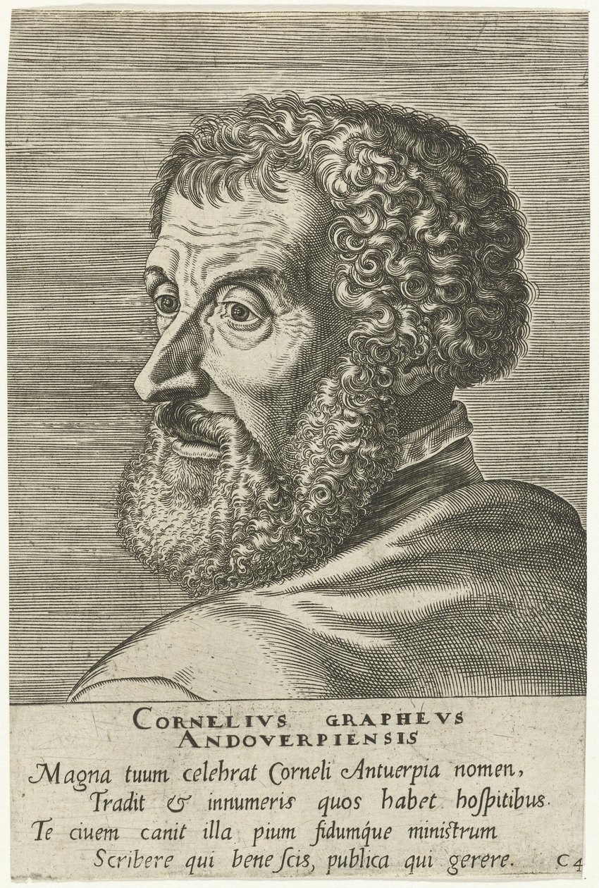Grawerowany portret Korneliusza Grafeusza autorstwa Philip Galle