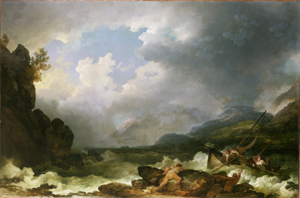 Belle Isle Windermere podczas burzy autorstwa Philippe Jacques de Loutherbourg