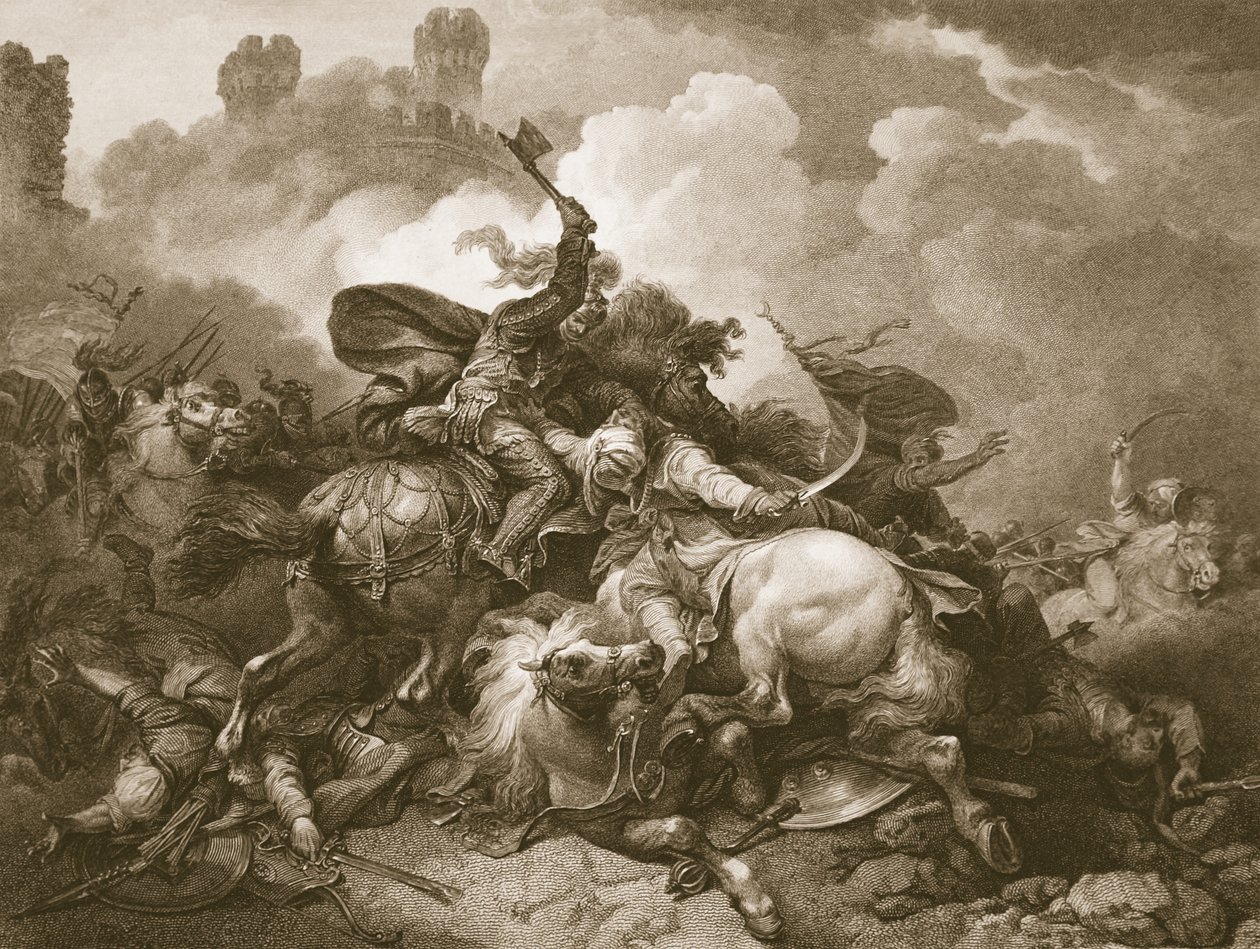 Ryszard Pierwszy w Palestynie, rycina A. Smitha, ilustracja z "Historii Anglii" Davida Hume