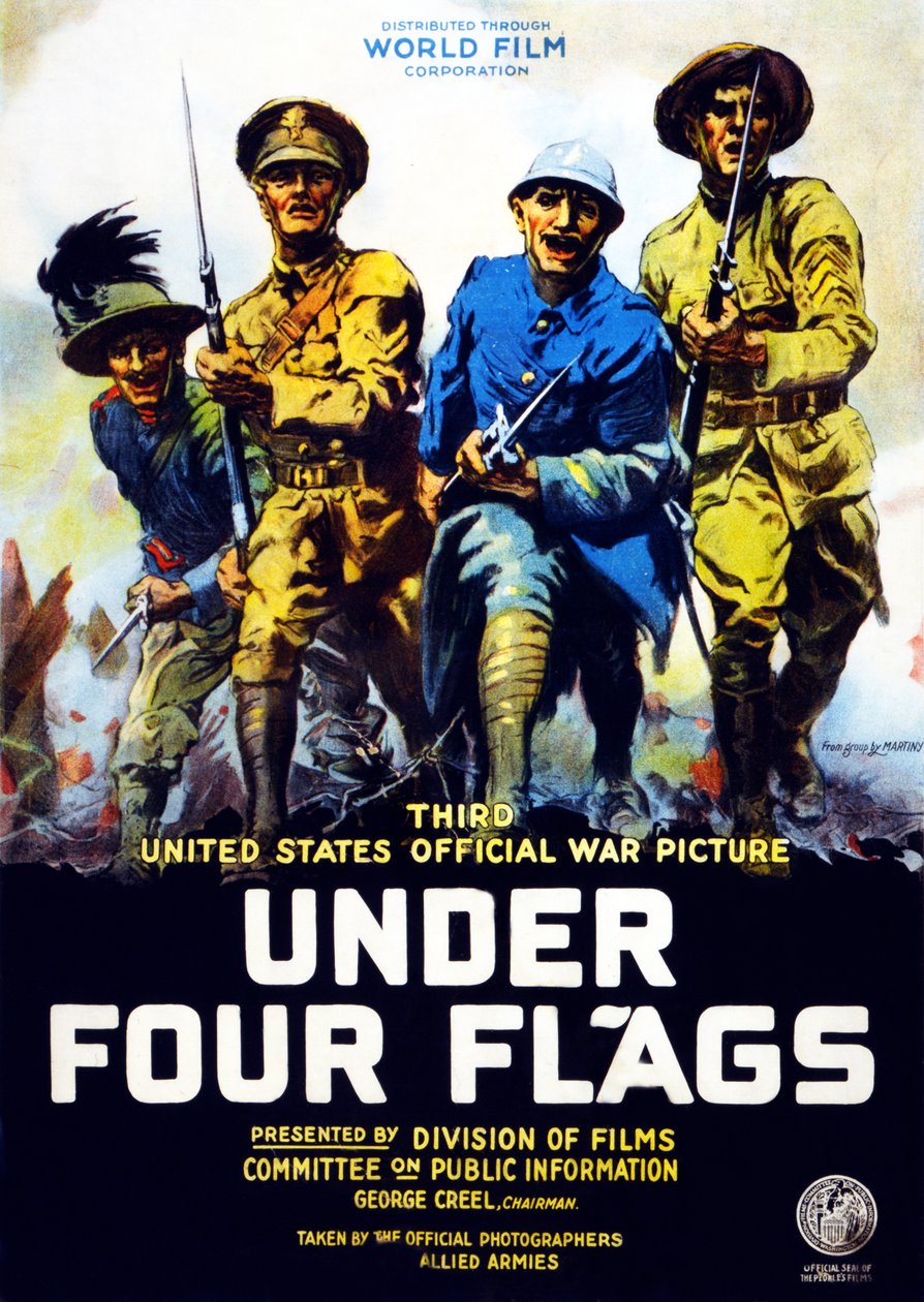 Plakat reklamujący film Pod czterema flagami, 1917 autorstwa Philip Martiny