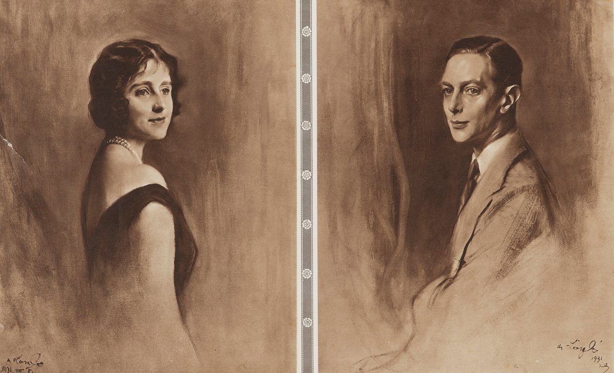 Król Jerzy VI i królowa Elżbieta autorstwa Philip Alexius de (after) Laszlo