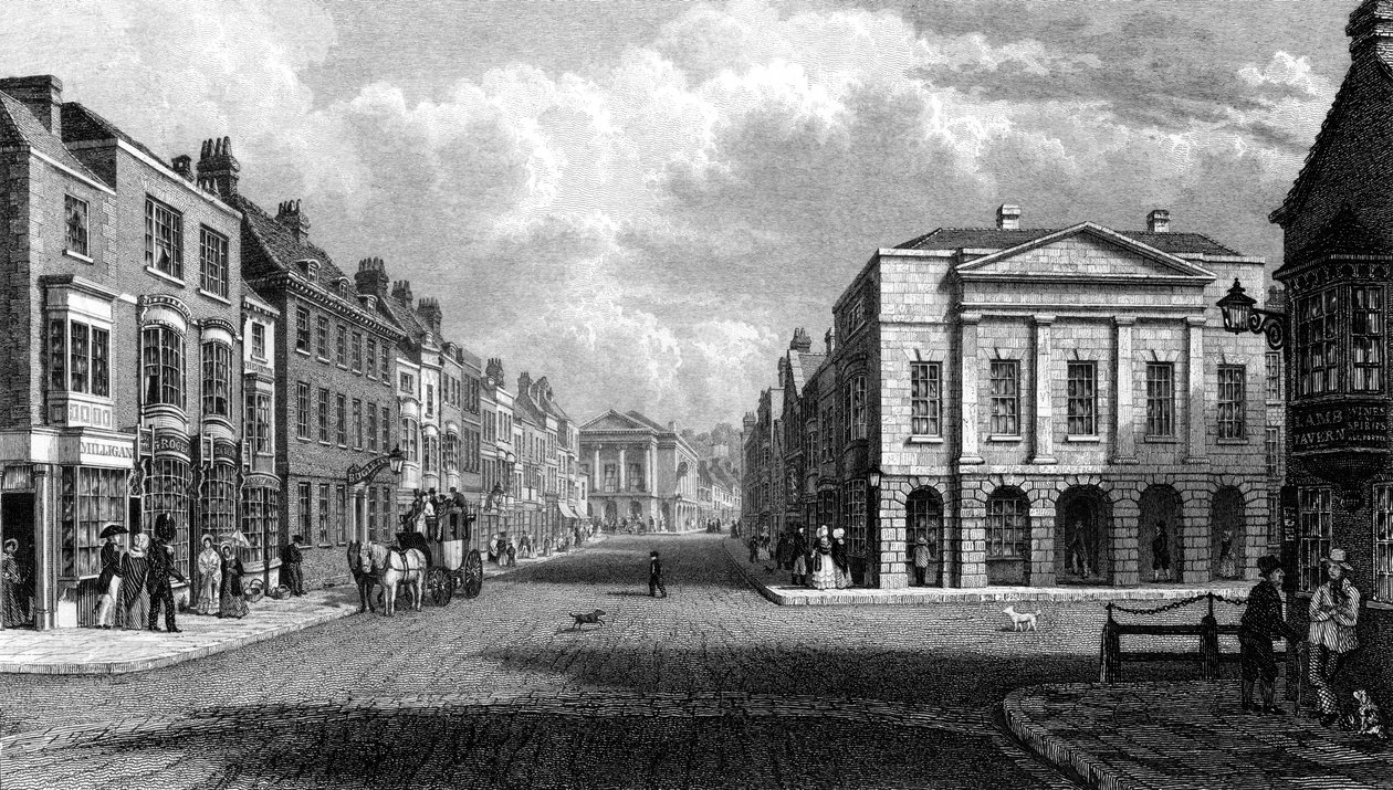 High Street, Newport, Isle of Wight, 1844. autorstwa Philip Brannon
