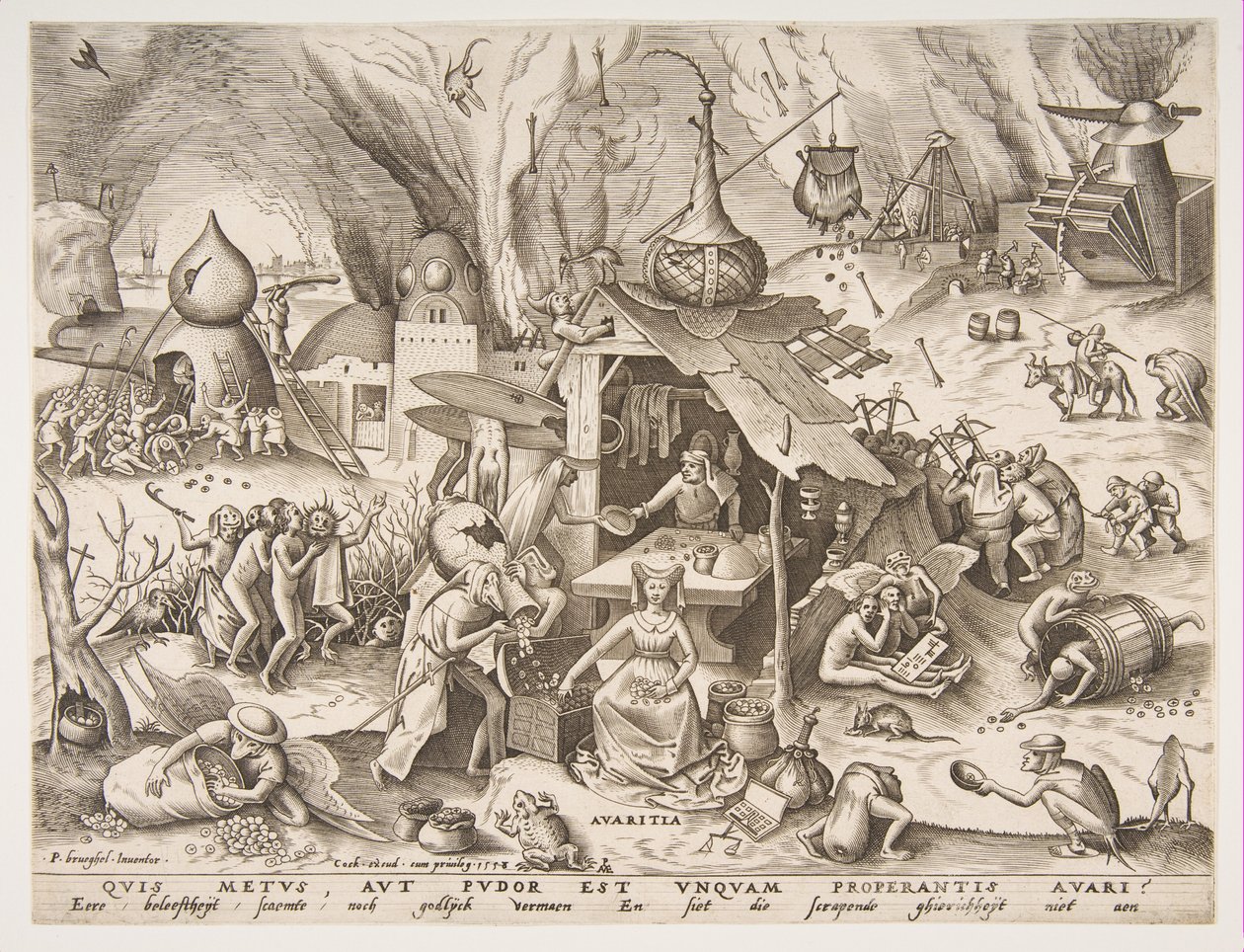 Chciwość Avaritia z serii Siedem grzechów głównych, 1558. autorstwa Philip Galle