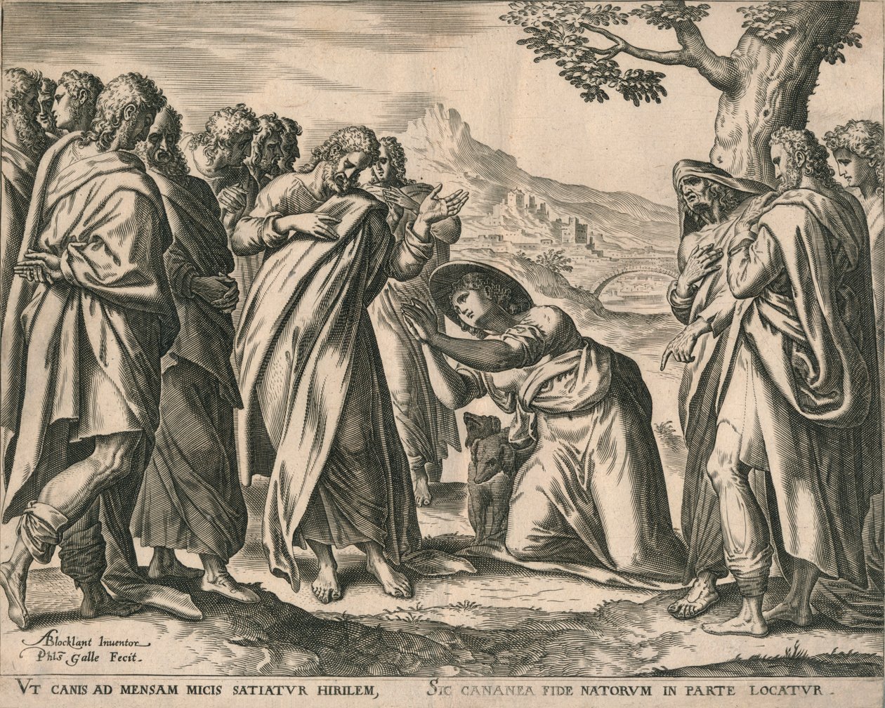 Chrystus i Niewiasta Kanaan, c1577-1579. autorstwa Philip Galle