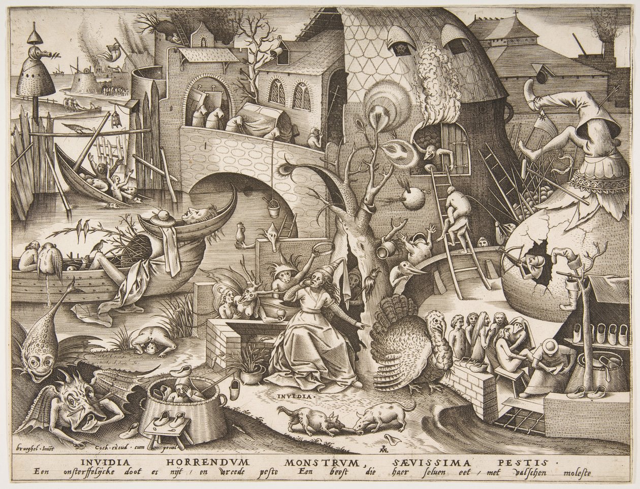 Zazdrość Invidia z Siedmiu grzechów głównych, 1558. autorstwa Philip Galle