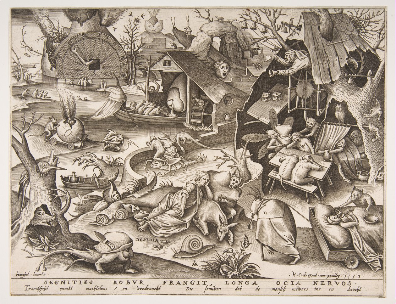 Leniwiec Desidia z serii Siedem grzechów głównych, 1558. autorstwa Philip Galle