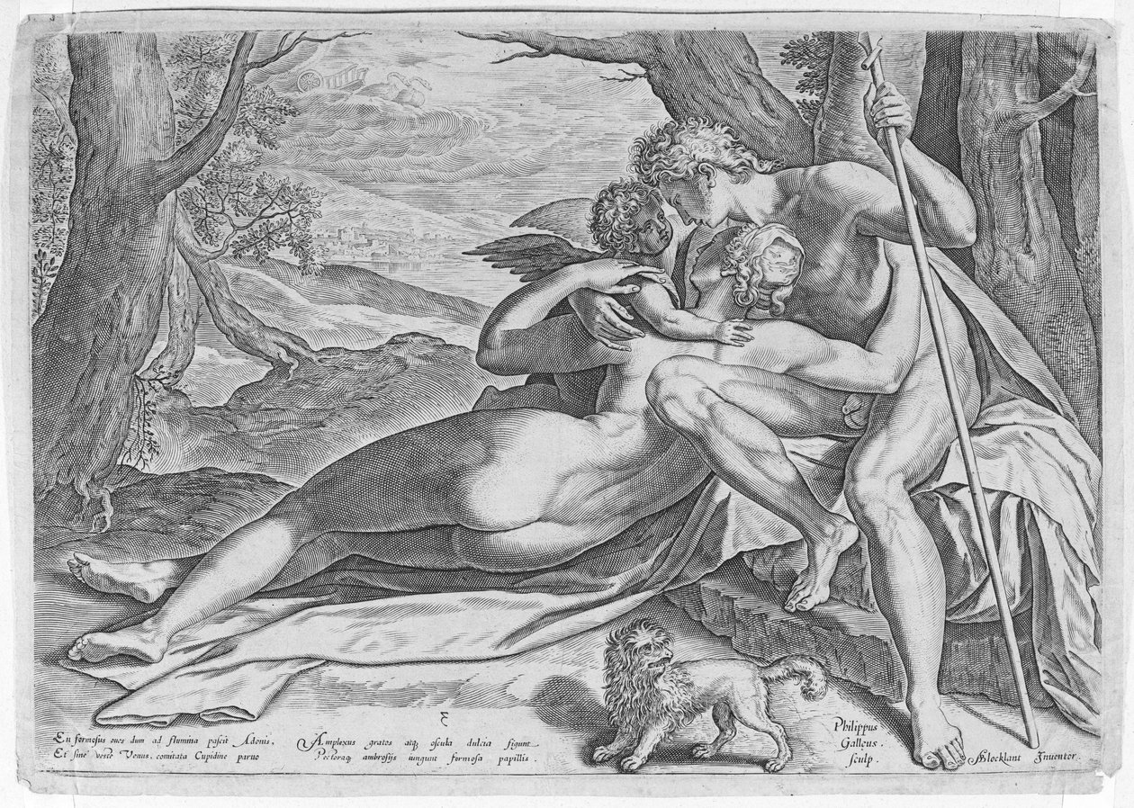 Wenus i Adonis, z serii Historia Adonisa, ca. 1579 r., ok. 1579 r. 1579. autorstwa Philip Galle