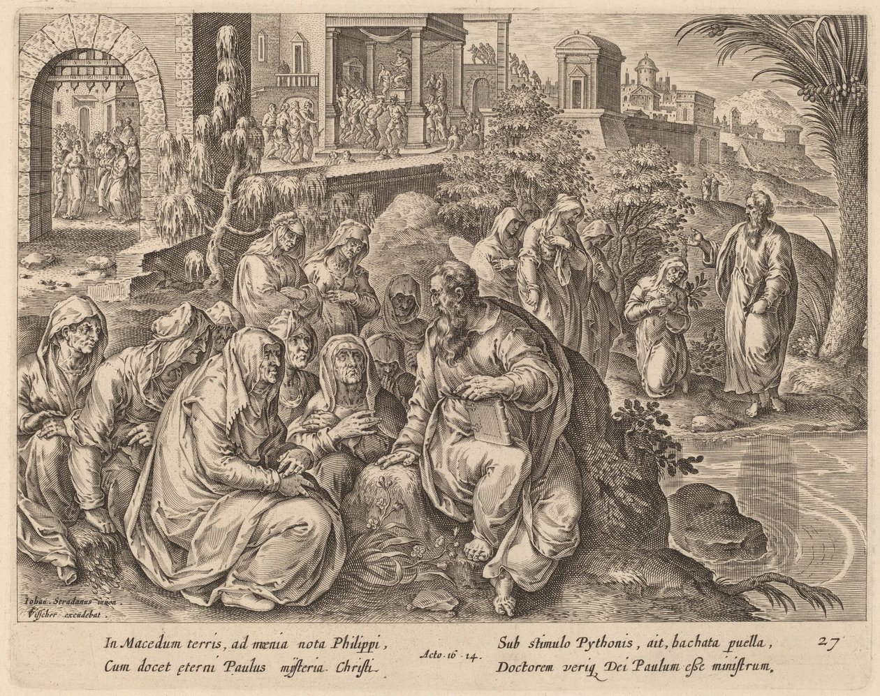 Święty Paweł przemawia do kobiet z Filippi nad rzeką autorstwa Philip Galle after Jan van der Straet