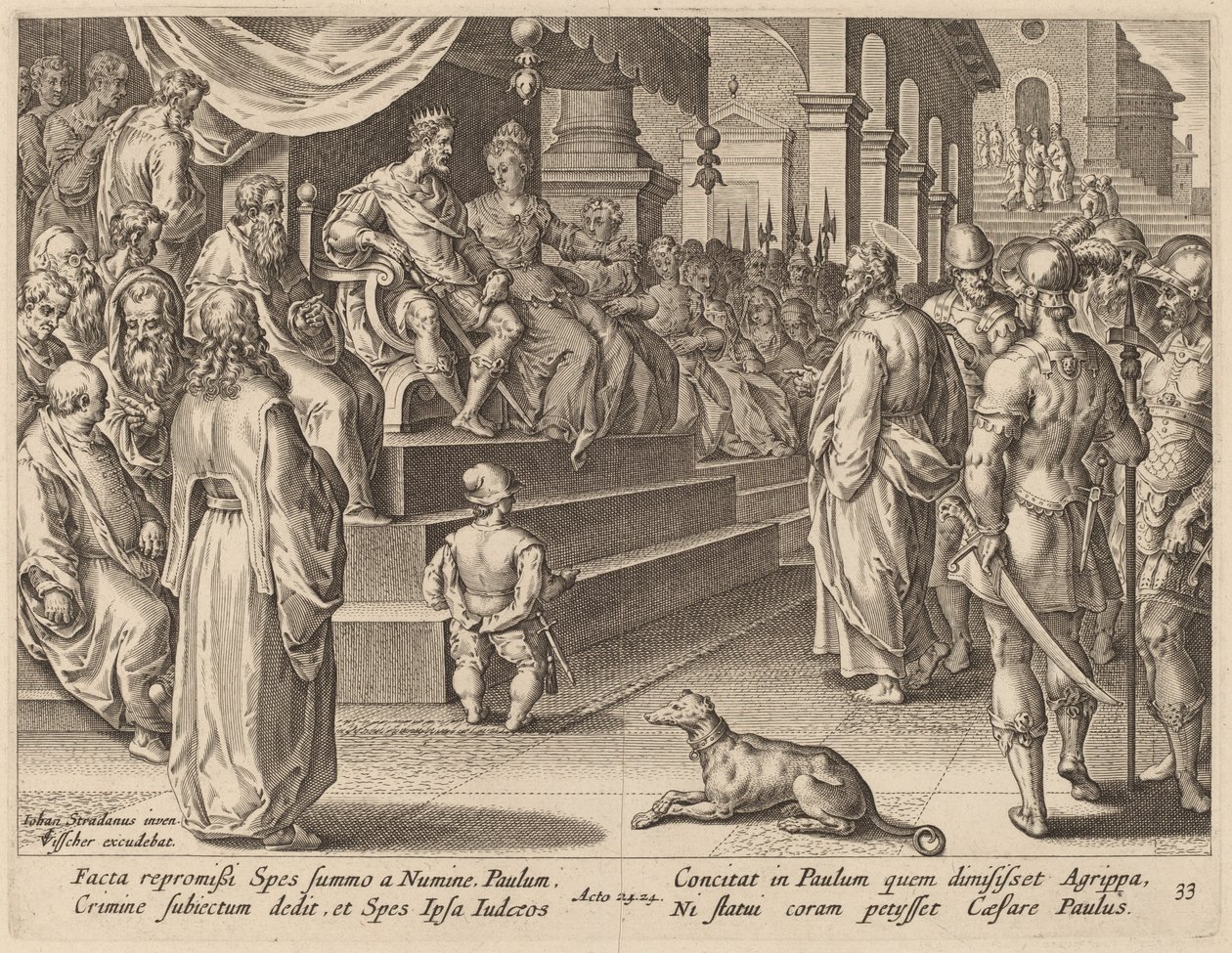 Św. Paweł przed Festusem i Agryppą autorstwa Philip Galle after Jan van der Straet