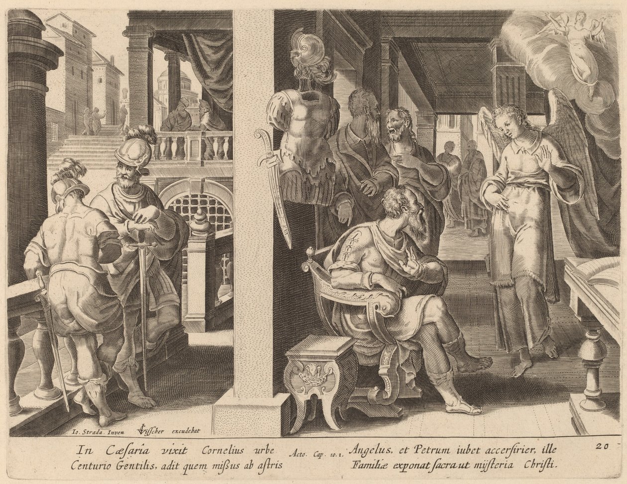 Anioł nakazuje Korneliuszowi sprowadzić św. Piotra autorstwa Philip Galle after Jan van der Straet