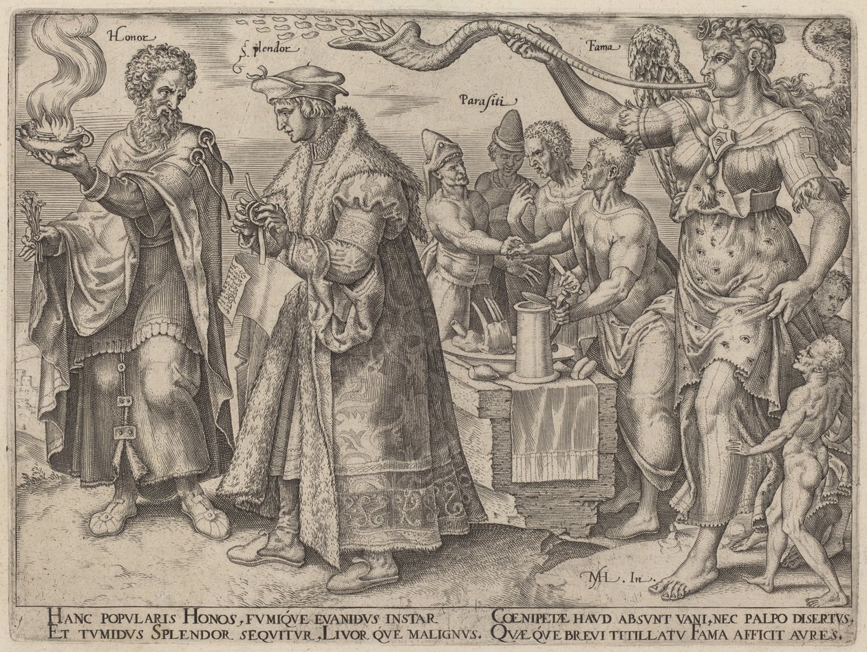 Honor, Splendor, Pasożyty, Sława (Zwodnicze Efekty Bogactwa) autorstwa Philip Galle, after Maerten van Heemskerck