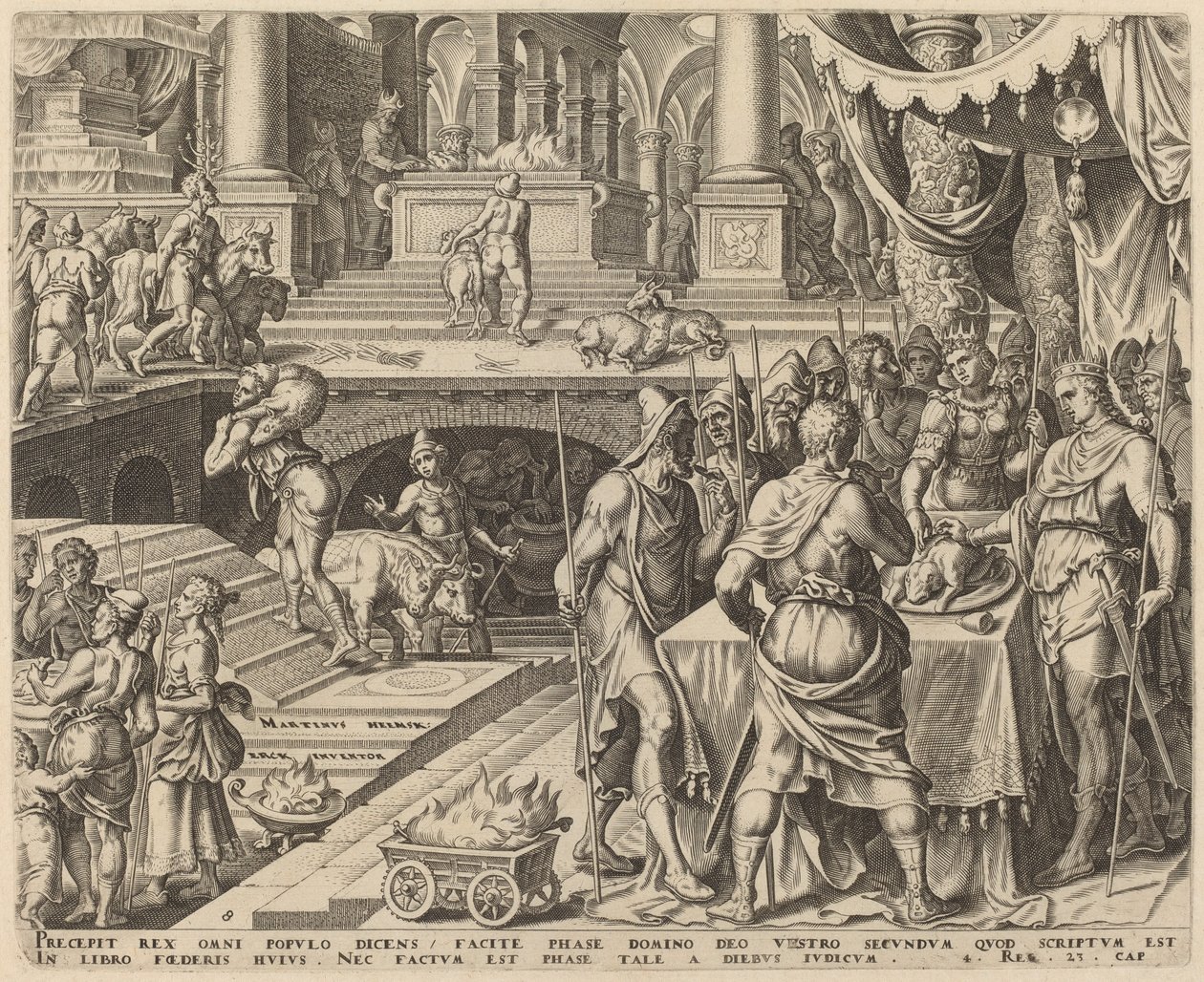 Jozjasz świętuje Paschę autorstwa Philip Galle, after Maerten van Heemskerck