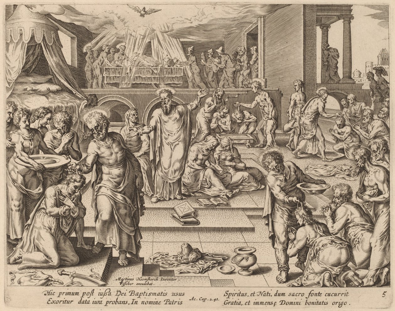 Wielu jest ochrzczonych autorstwa Philip Galle after Maerten van Heemskerck