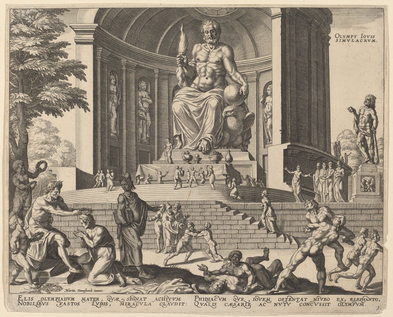 Olympia Jovis Simulacrum (Posąg Jowisza w Olimpii) autorstwa Philip Galle, after Maerten van Heemskerck