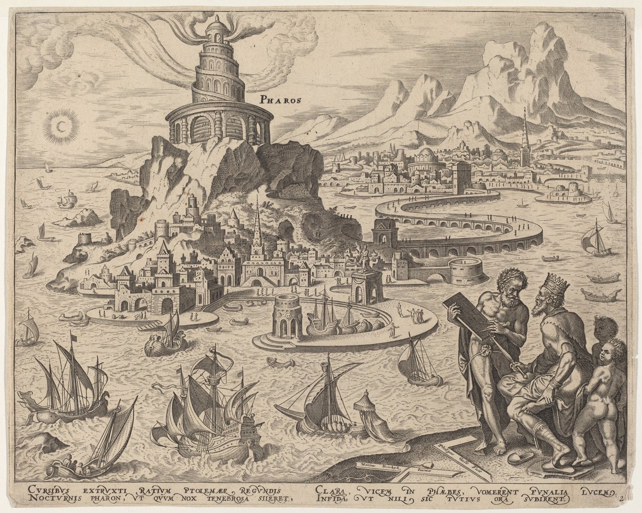 Faros (Latarnia w Aleksandrii) autorstwa Philip Galle, after Maerten van Heemskerck