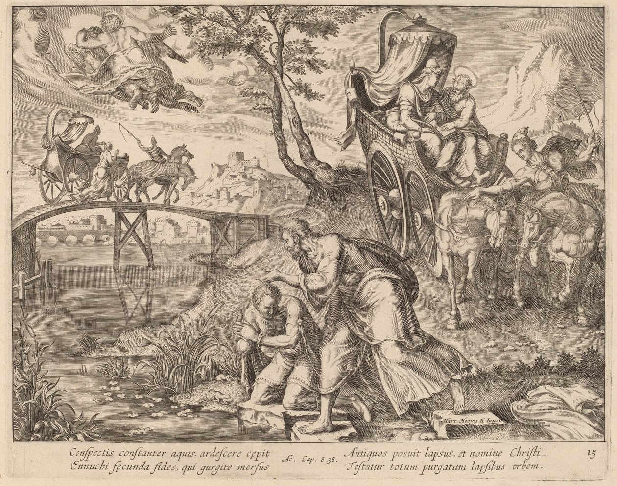 Chrzest eunucha św. Filipa autorstwa Philip Galle after Maerten van Heemskerck