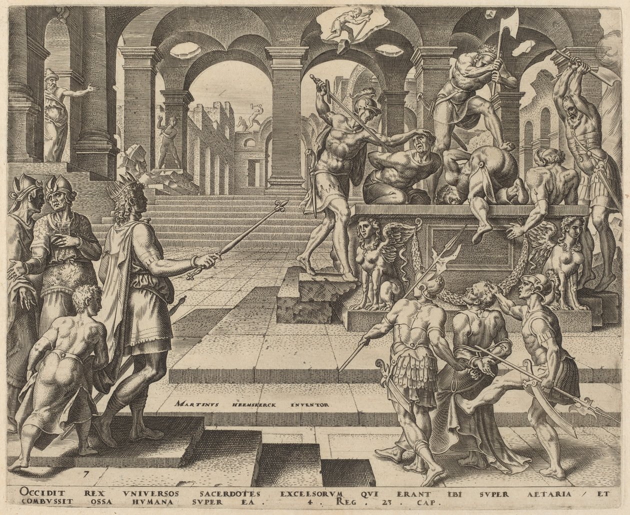 Rzeź kapłanów Samarii autorstwa Philip Galle, after Maerten van Heemskerck