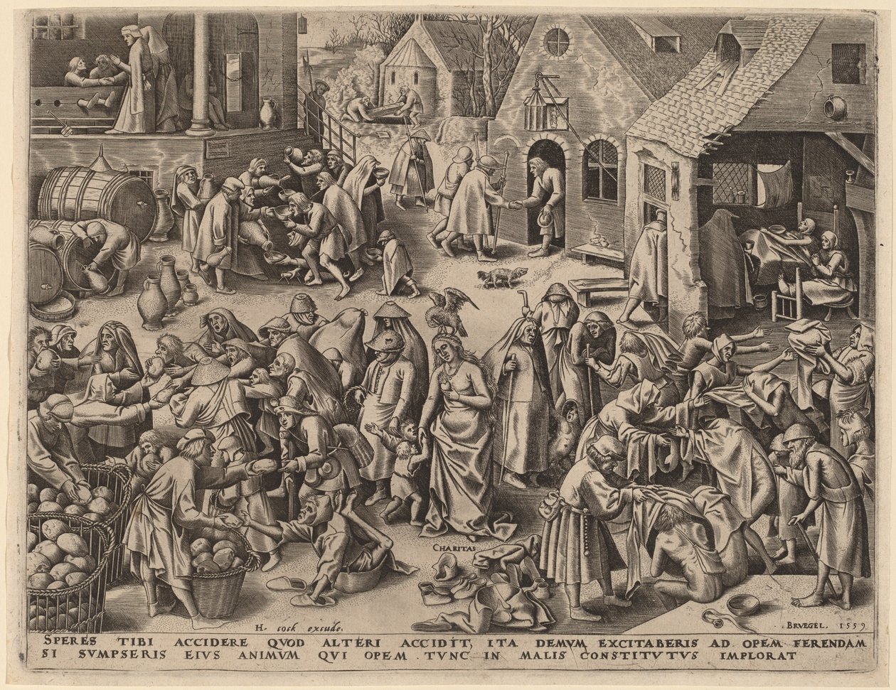 Jałmużna autorstwa Philip Galle after Pieter Bruegel the Elder