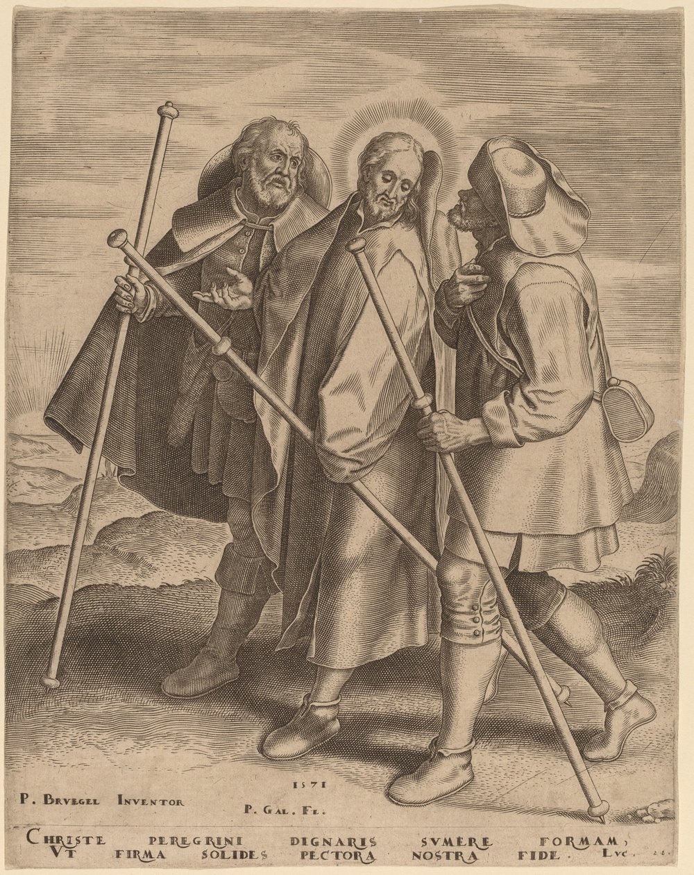 Chrystus i Jego uczniowie w drodze do Emaus autorstwa Philip Galle after Pieter Bruegel the Elder