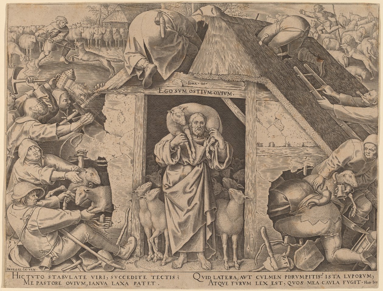 Przypowieść o Dobrym Pasterzu autorstwa Philip Galle after Pieter Bruegel the Elder