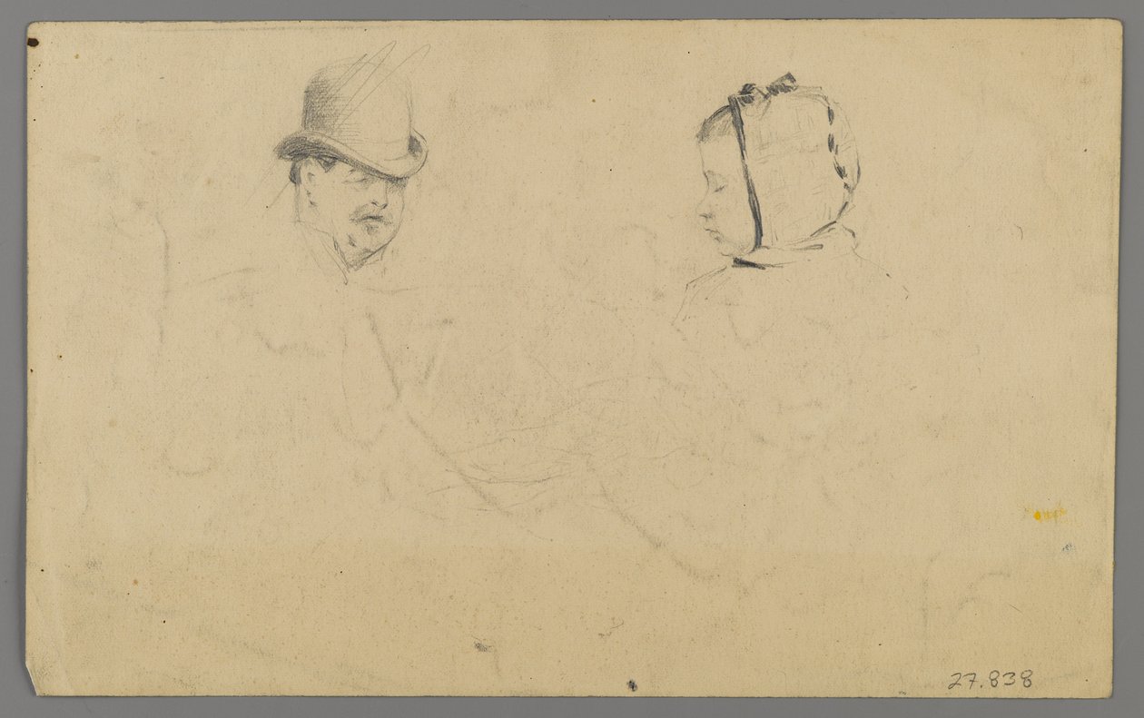Głowy mężczyzny i dziewczyny (grafit na papierze) autorstwa Philip H. Wolfrom