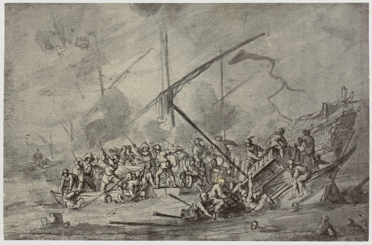 Della Bella, morska walka autorstwa Philip Henry Delamotte