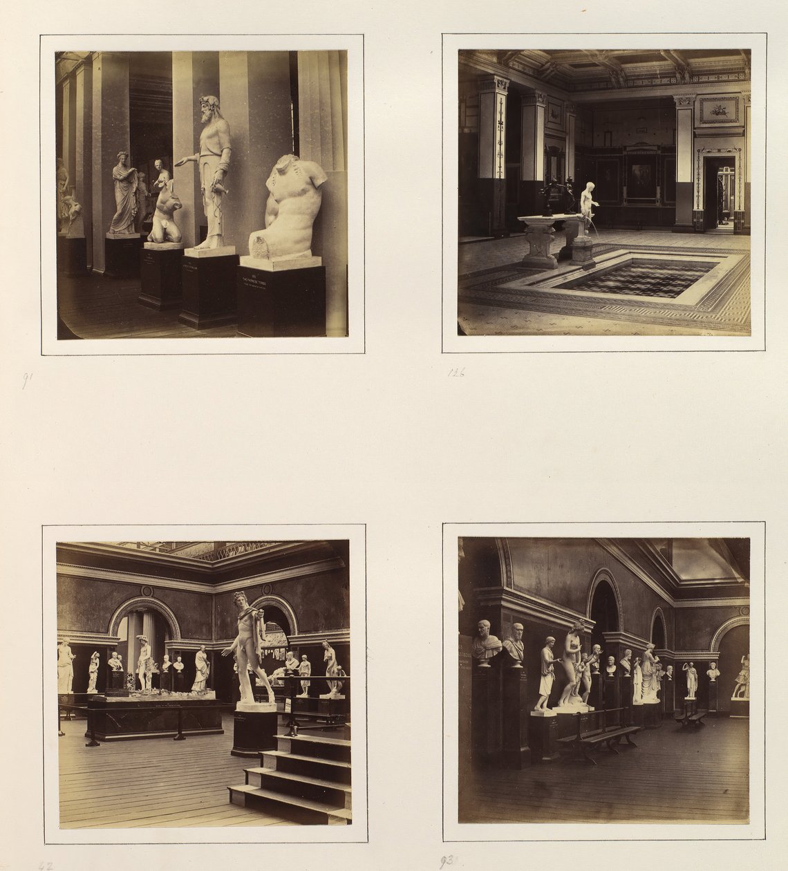 [Dwór grecki z farnese torsem młodzieńca, widok klasycznej fontanny i basenu, Rzym..., ca. 1859. autorstwa Philip Henry Delamotte.
