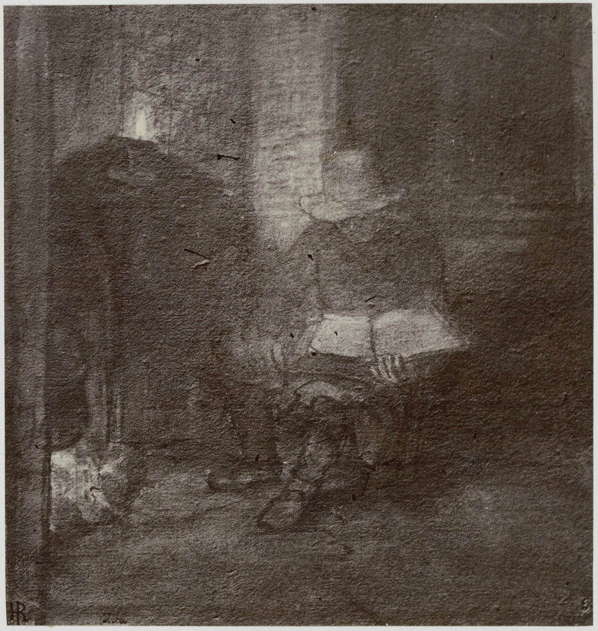 Rembrandt, Stary człowiek czytający autorstwa Philip Henry Delamotte