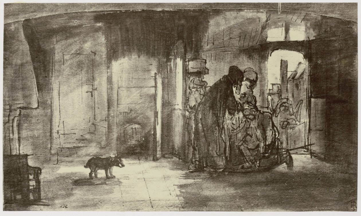 Rembrandt, Tobiat błogosławi Tobiasza autorstwa Philip Henry Delamotte