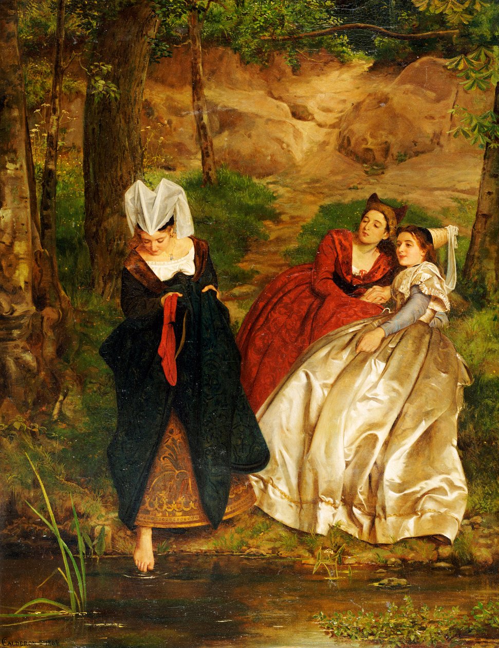 Przy potoku, 1864 autorstwa Philip Hermogenes Calderon