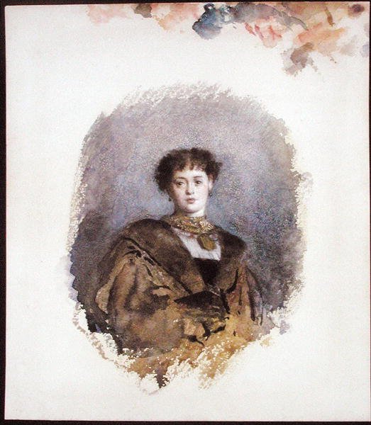 La Belle Yseult (akwarela na papierze) autorstwa Philip Hermogenes Calderon