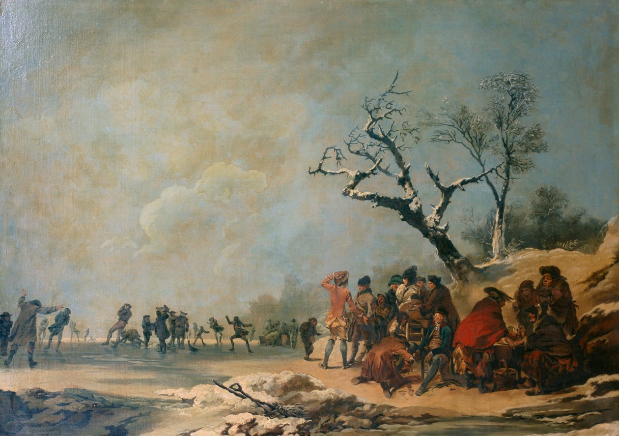 Łyżwiarze (olej na płótnie) autorstwa Philip James de (1740 1812) Loutherbourg