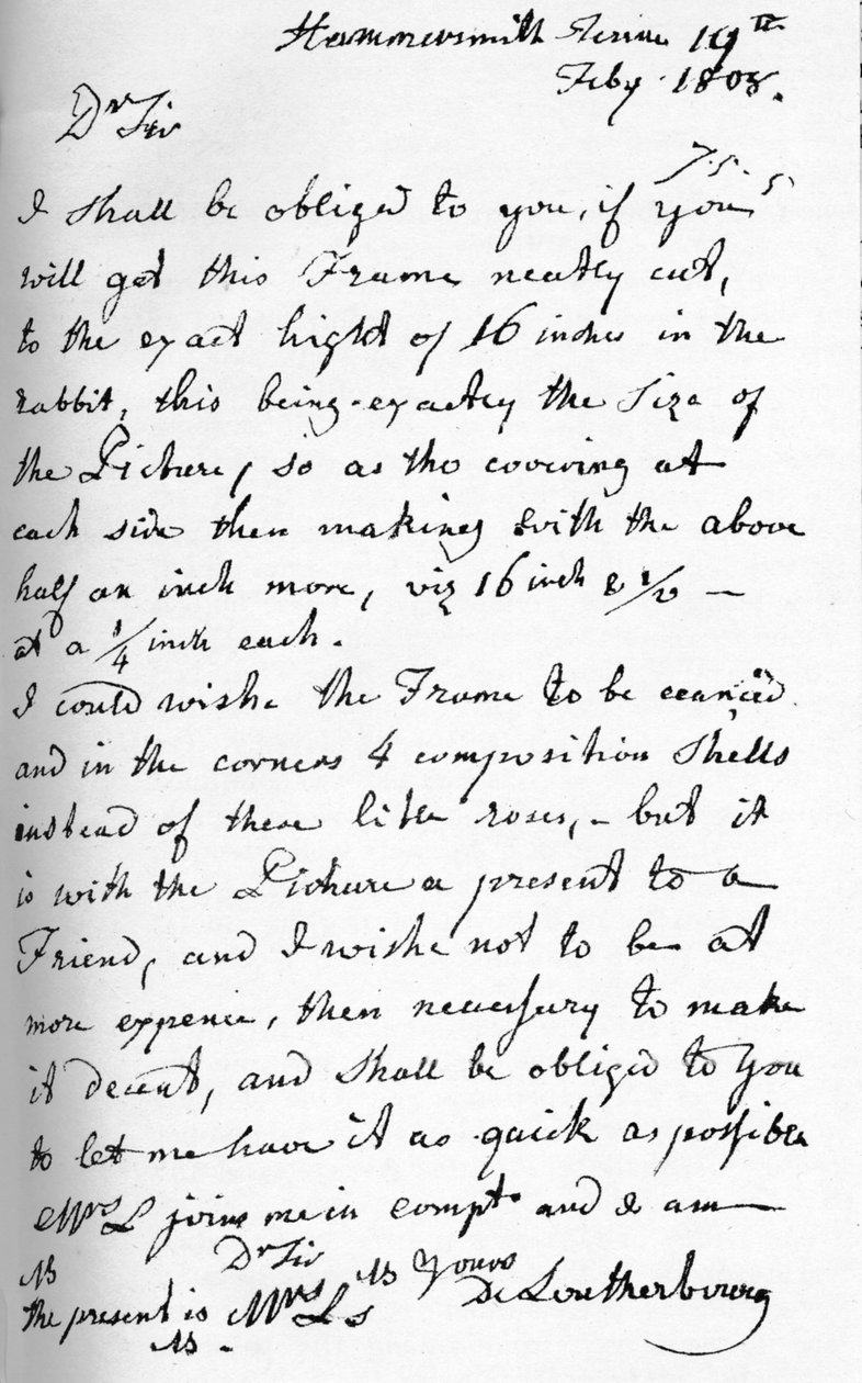 List od Philipa Jamesa de Loutherbourg, 19 lipca 1808 1904 autorstwa Philip James de Loutherbourg