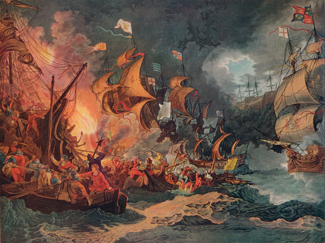 Klęska hiszpańskiej Armady, c1797 autorstwa Philip James de Loutherbourg