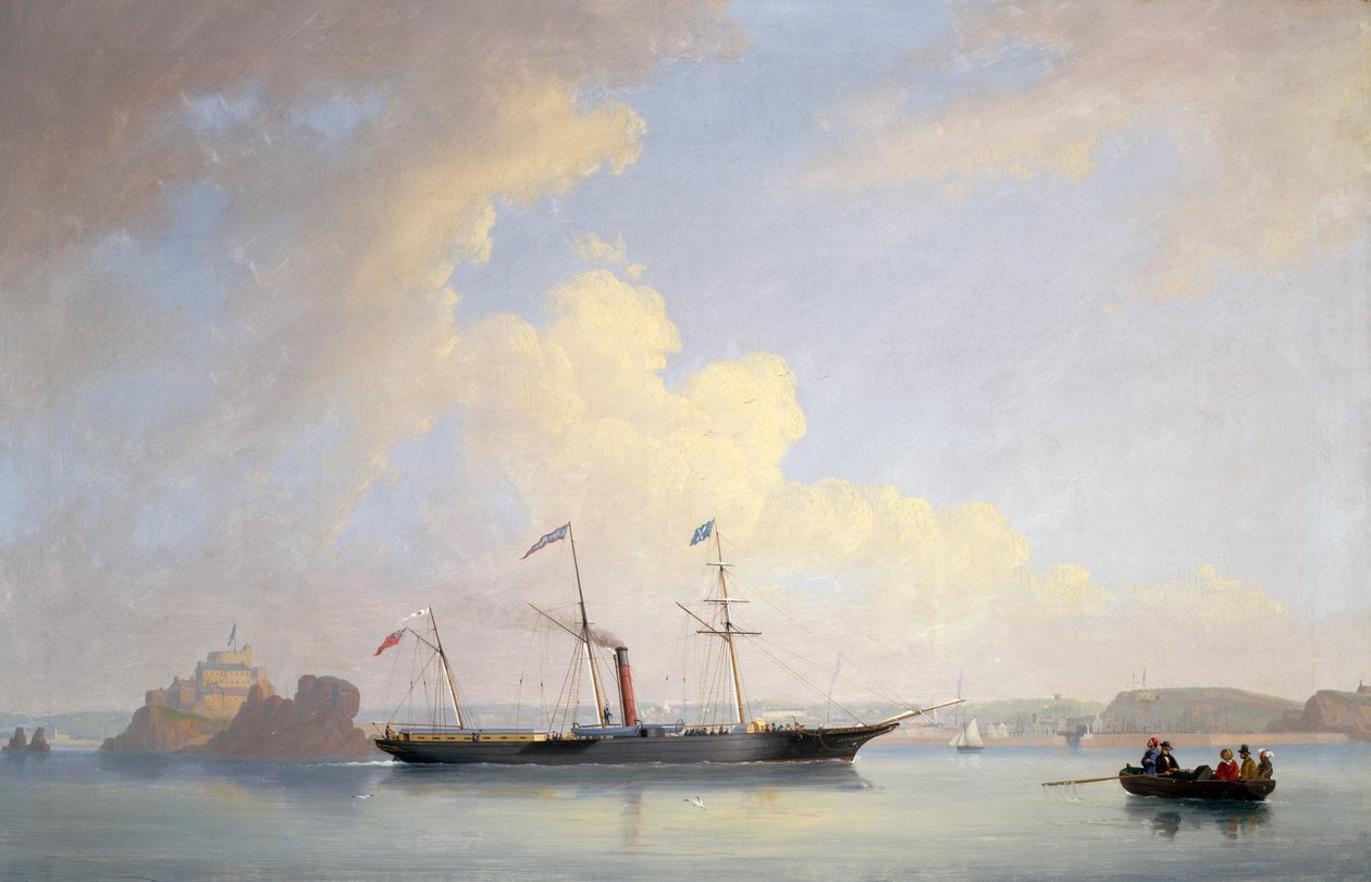The Screw Steamer Lady Bird z zamku Elizabeth, Jersey autorstwa Philip John (after) Ouless