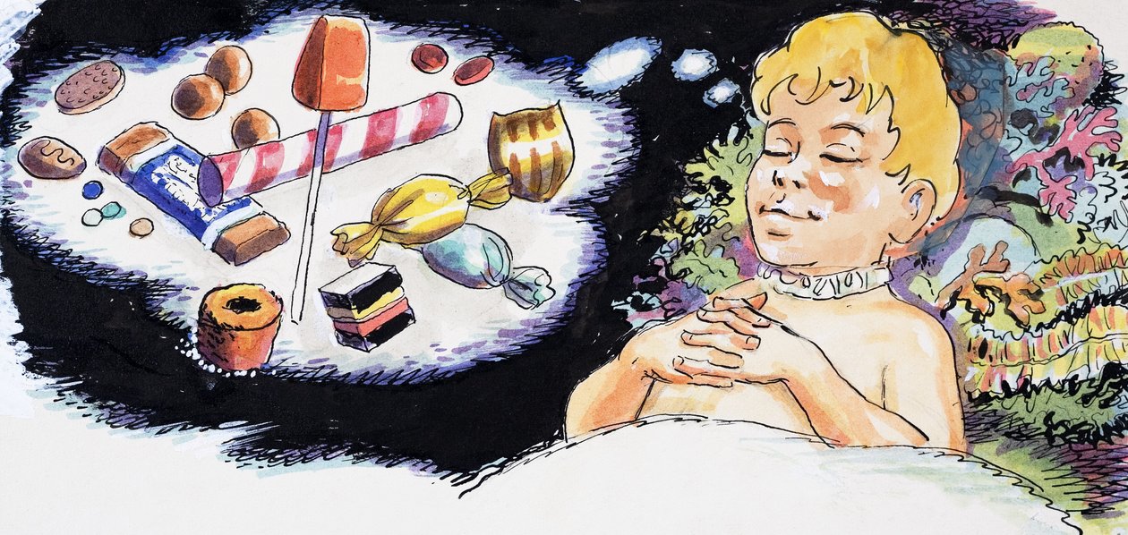 Słodkich snów, ilustracja z książki "The Water Babies" autorstwa Charlesa Kingsleya autorstwa Philip Mendoza