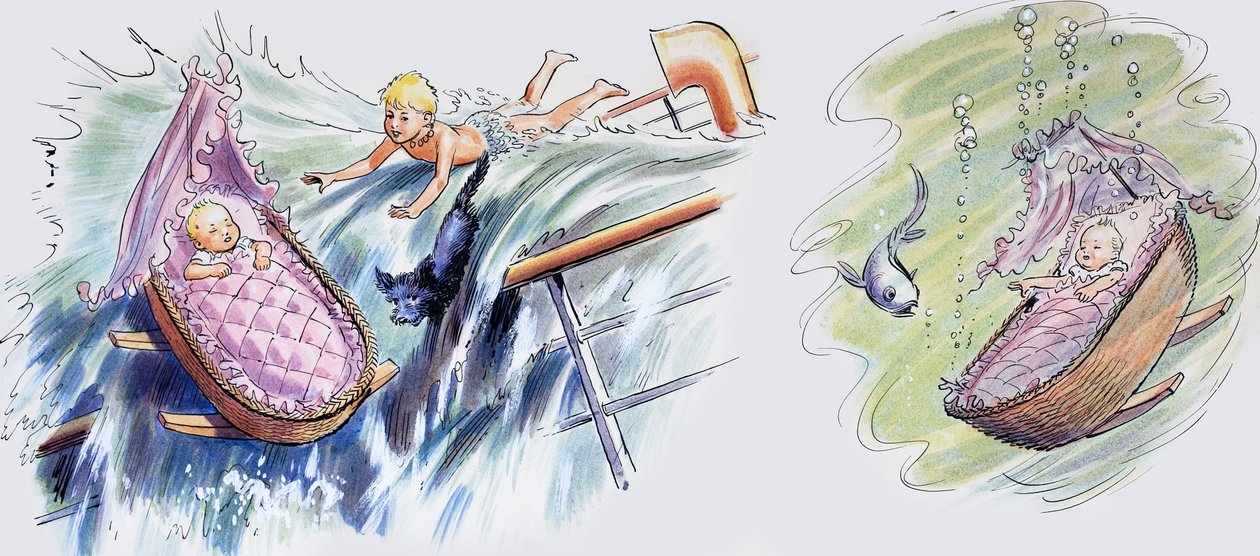 Tonący statek, ilustracja z książki "The Water Babies" autorstwa Charlesa Kingsleya autorstwa Philip Mendoza