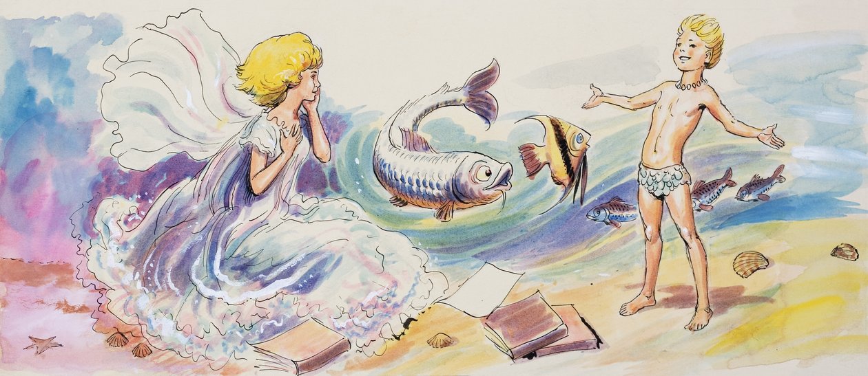 "The Water Babies" autorstwa Charlesa Kingsleya (gwasz na papierze) autorstwa Philip Mendoza