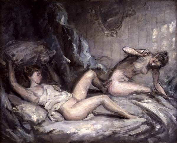 Walka na poduszki (olej na płótnie) autorstwa Philip Wilson Steer