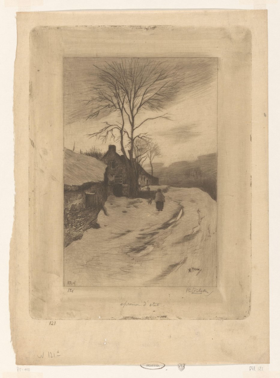 Gospodarstwa wzdłuż drogi z gołymi drzewami Hiver (tytuł oryginalny) autorstwa Philip Zilcken (signed by artist)