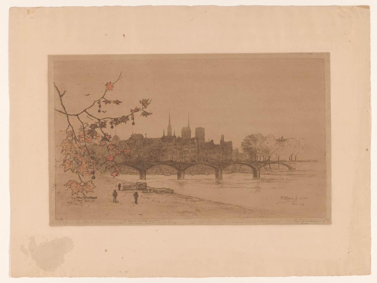 Widok na Paryż przez most Pont des Arts Le Pont des Arts (tytuł na obiekcie) autorstwa Philip Zilcken (signed by artist)
