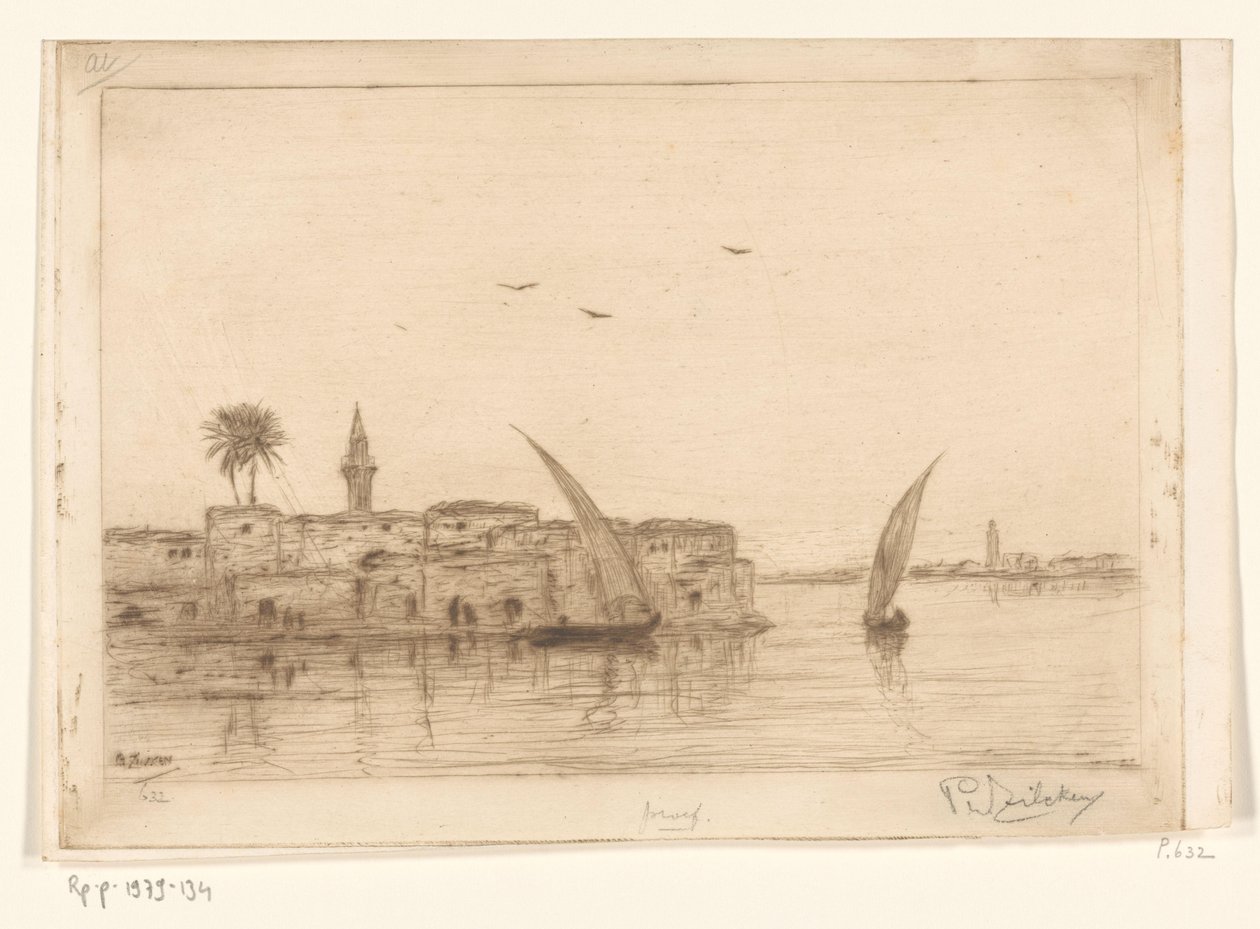 Widok na Nil z żaglówkami Au bord du Nil (tytuł oryginalny) autorstwa Philip Zilcken (signed by artist)