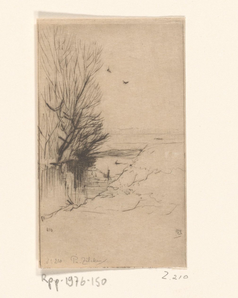 Krajobraz ze strumieniem i drzewami Croquis de paysage (tytuł oryginalny) autorstwa Philip Zilcken (signed by artist)