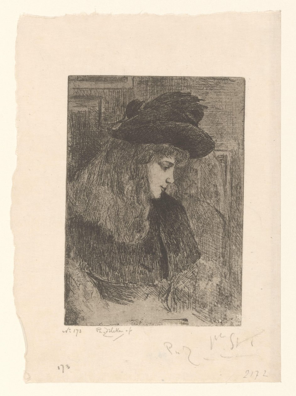 Meisje stawia motykę Dziewczyna z blond włosami (tytuł oryginalny) autorstwa Philip Zilcken (signed by artist)