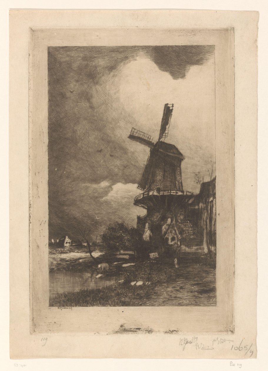 Wiatrak w krajobrazie Moulin a vent (tytuł oryginalny) autorstwa Philip Zilcken (signed by artist)