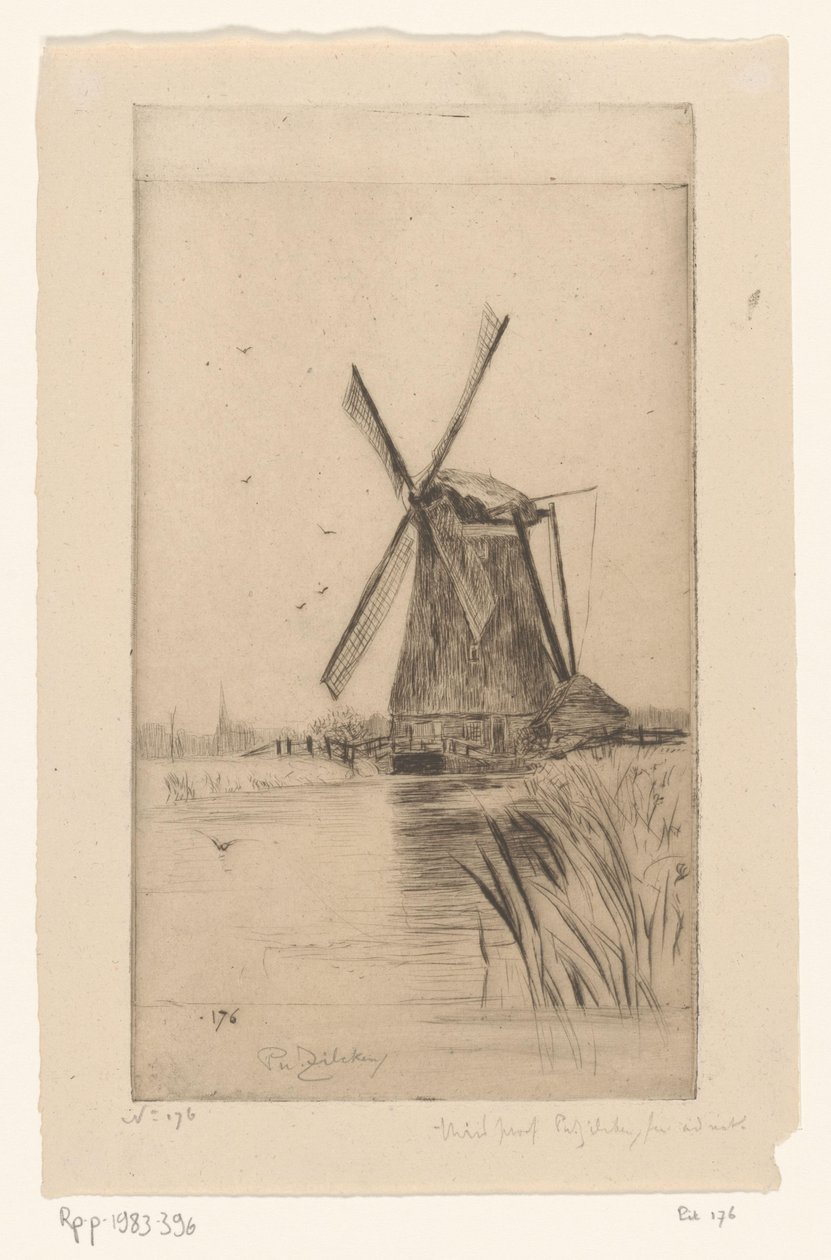 Wiatrak w krajobrazie Mon Moulin (tytuł oryginalny) autorstwa Philip Zilcken (signed by artist)