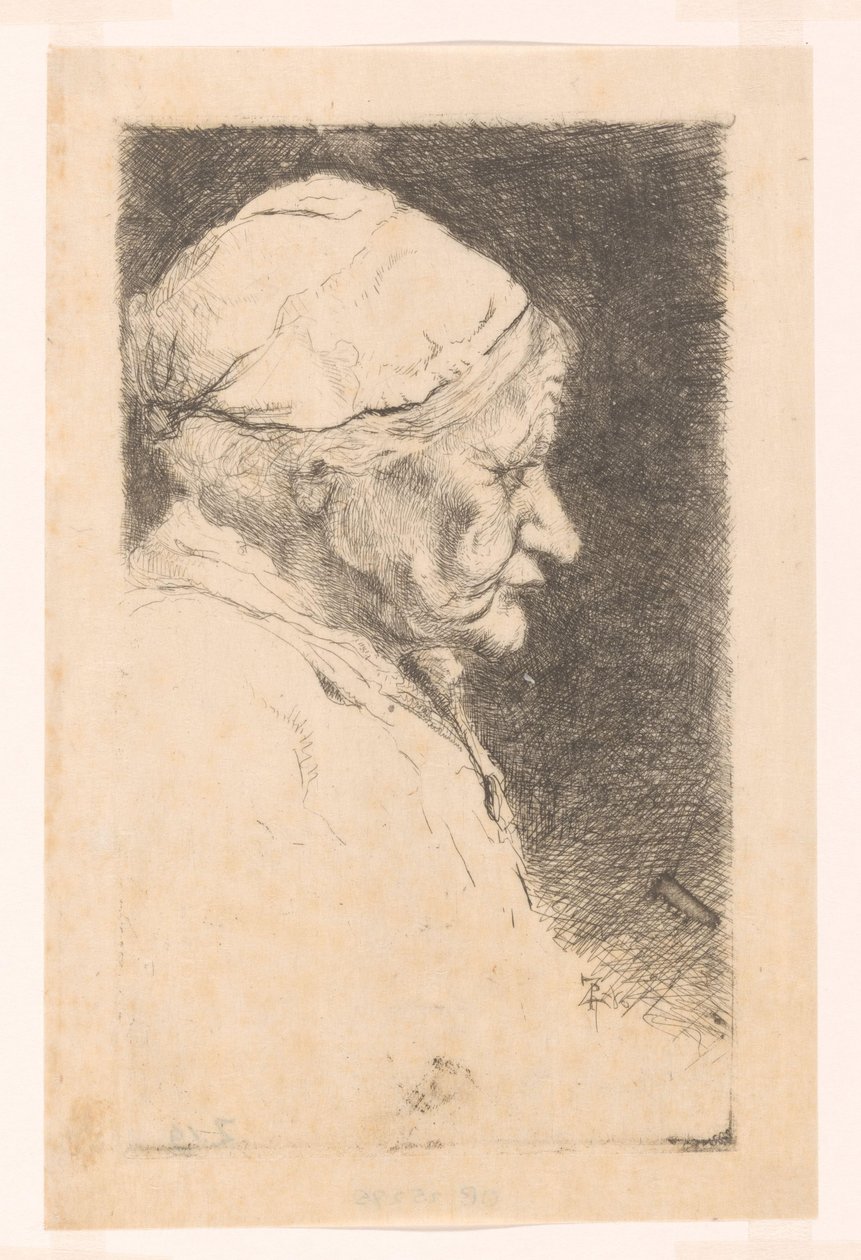 Portret starej kobiety z profilu autorstwa Philip Zilcken